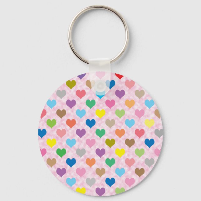 Colourful hearts pattern key ring (Front)