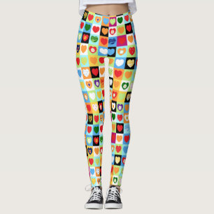Colourful hearts pattern leggings