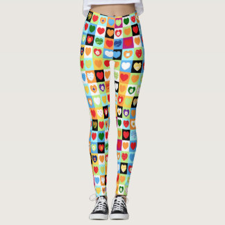 Colourful hearts pattern leggings