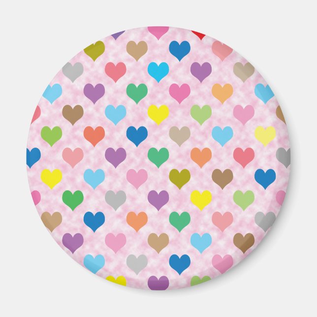 Colourful hearts pattern magnet (Front)