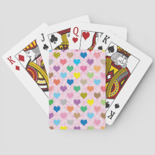 Colourful hearts pattern playing cards