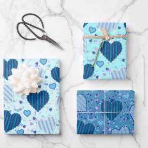 Colourful Hearts Pattern  Wrapping Paper Sheet