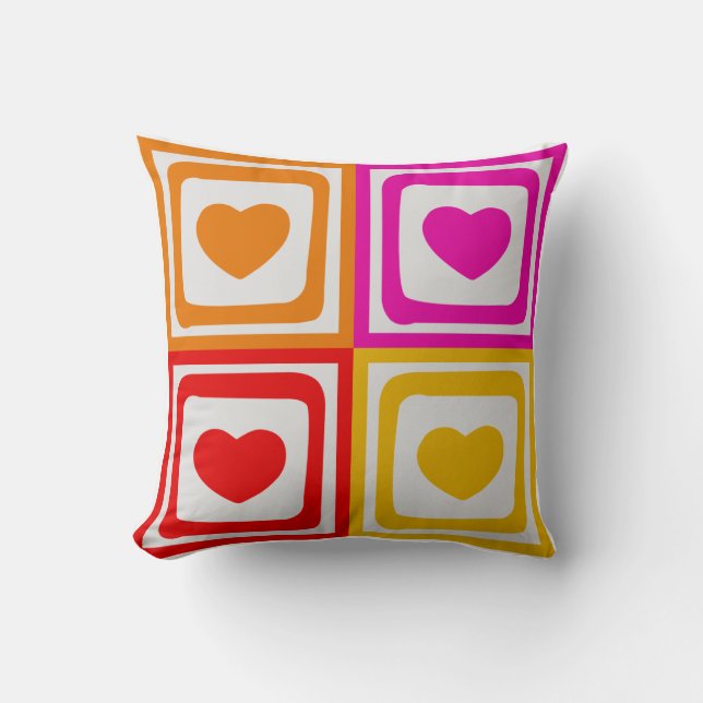 Colourful Hearts Pillow (Front)
