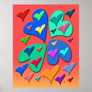 Colourful Hearts Poster