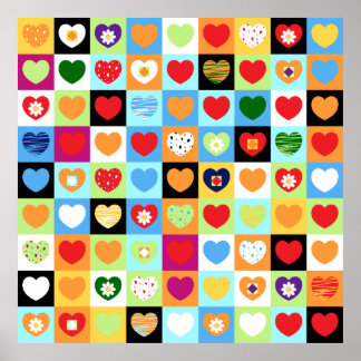 Colourful hearts, poster