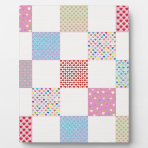 Colourful hearts quilt pattern plaque