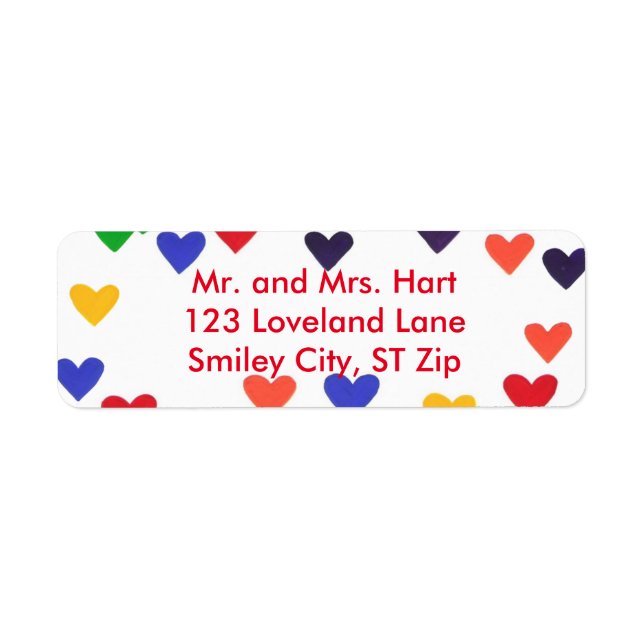 Colourful Hearts Return Address Labels (Front)