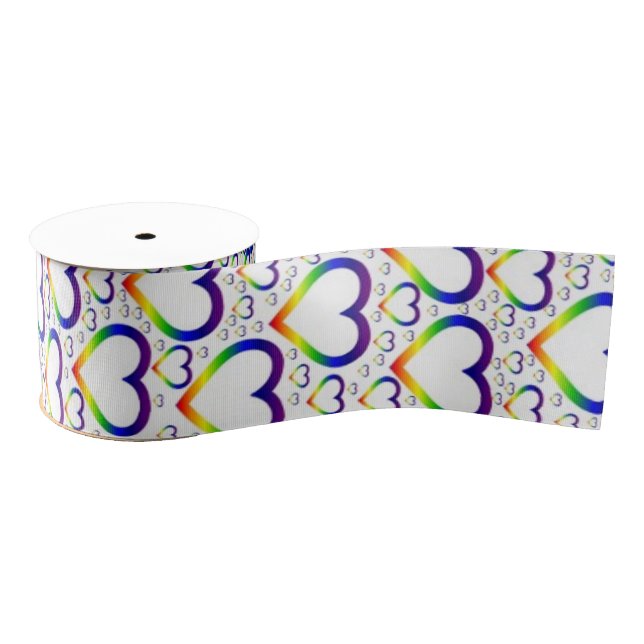 Colourful Hearts Ribbon Grosgrain Ribbon (Spool)