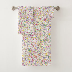 Colourful Hearts Splatter Paint, Abstract Bath Towel Set