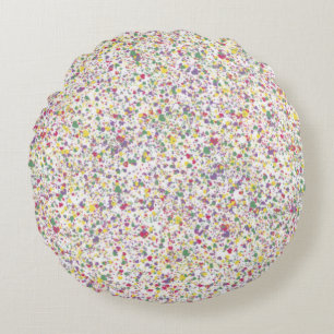 Colourful Hearts Splatter Paint, Speckled Round Cushion