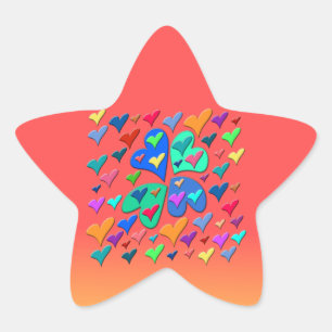 Colourful Hearts Star Sticker