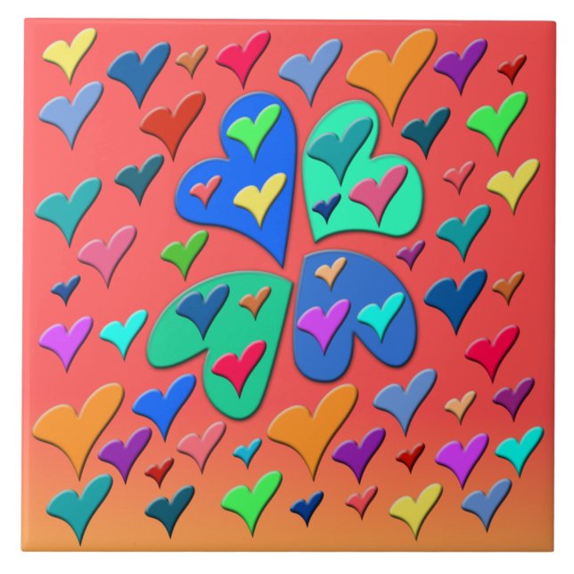 Colourful Hearts Tile (Front)