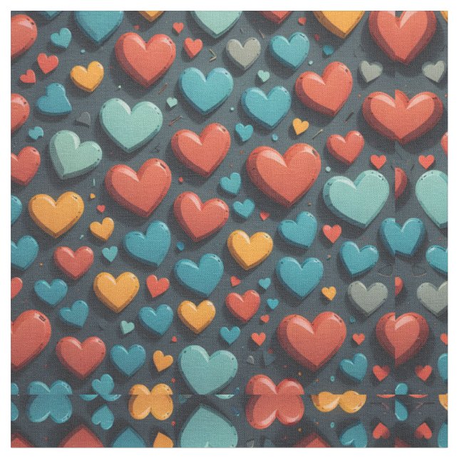 Colourful hearts, Valentine art  Fabric (Close Up)