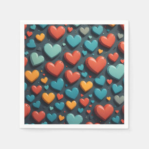 Colourful hearts, Valentine art Napkin