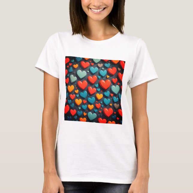 Colourful hearts, Valentine art T-Shirt (Front)