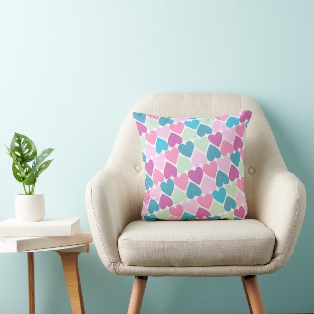 Colourful Hearts Valentine Cushion (Chair)