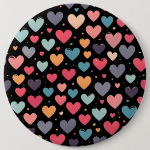 Colourful hearts valentine's day  6 cm round badge
