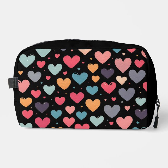 Colourful hearts valentine's day  dopp kit (Front)