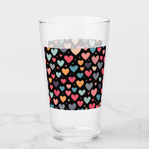 Colourful hearts valentine's day glass