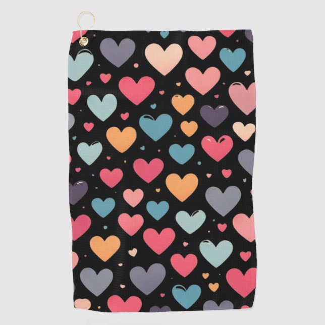 Colourful hearts valentine's day  golf towel (Front)