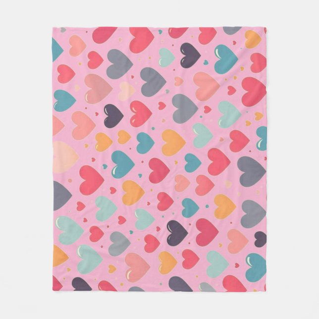 Colourful hearts valentine's day Mug Fleece Blanket (Front)