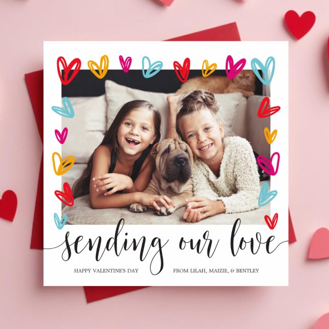 Colourful Hearts Valentine's Day Photo Card (Creator Uploaded)