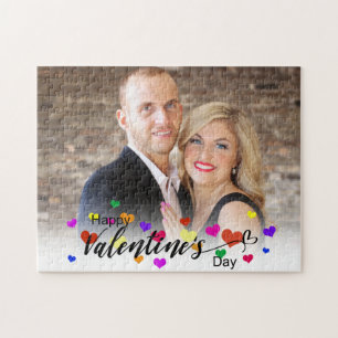 Colourful Hearts Valentine's Day Photo Typography Jigsaw Puzzle