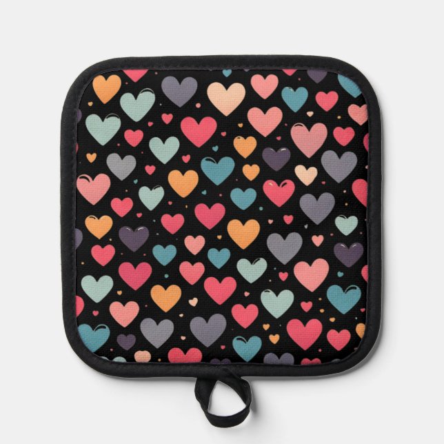 Colourful hearts valentine's day  pot holder (Front)