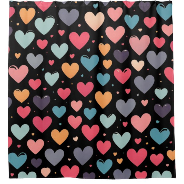 Colourful hearts valentine's day  shower curtain (Front)