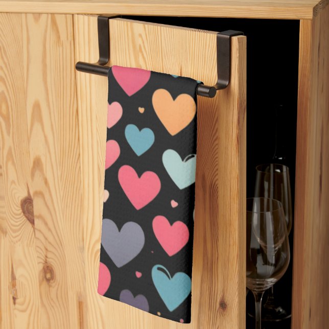 Colourful hearts valentine's day  tea towel (Thirds Fold)