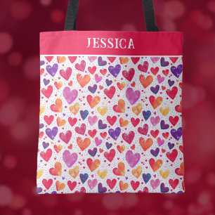 Colourful Hearts Valentine's Day Tote Bag