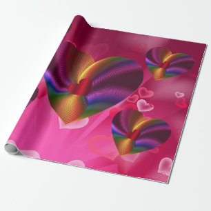 Colourful Hearts Within Hearts Pink Wrapping Paper