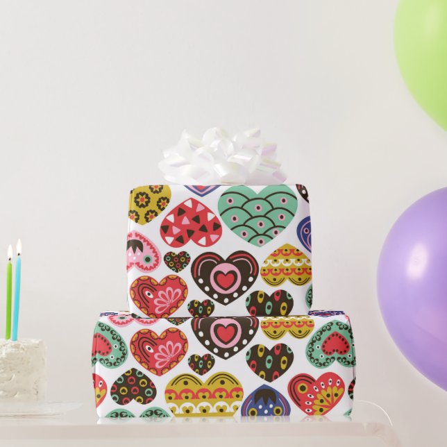 Colourful Hearts wrapping paper (Party Gifts)