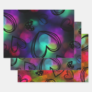 Colourful Hearts Wrapping Paper Sheet