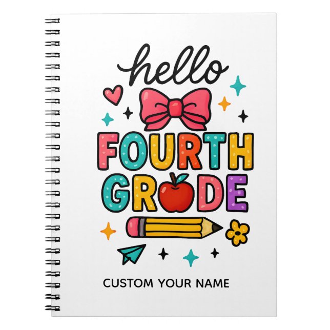 Colourful Hello Fourth Grade Notebook (Front)