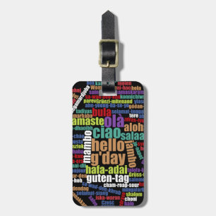 Colourful Hello in Many Languages Word Cloud Luggage Tag