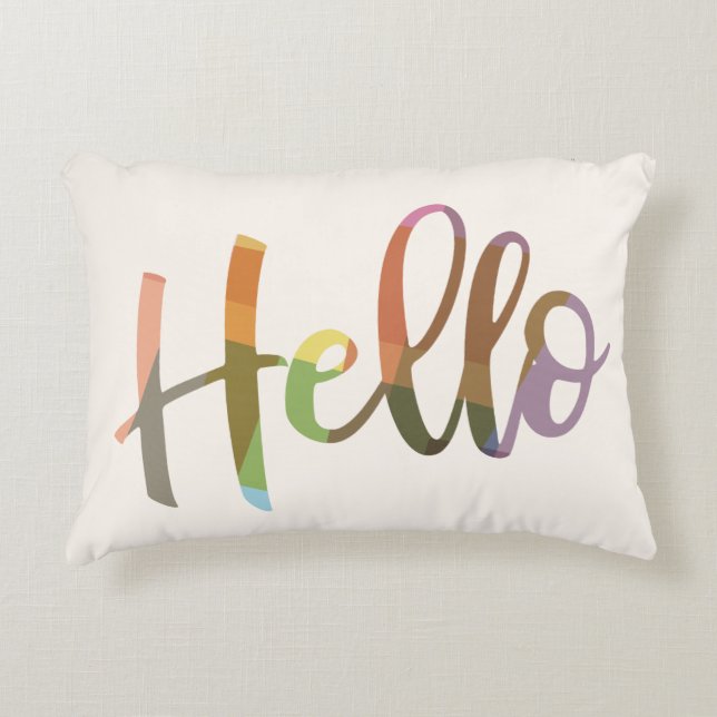 Colourful Hello Modern Script Home Decor Decorative Cushion (Front)