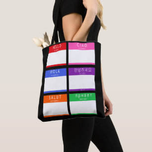 Colourful Hello My Name Is Tote Bag