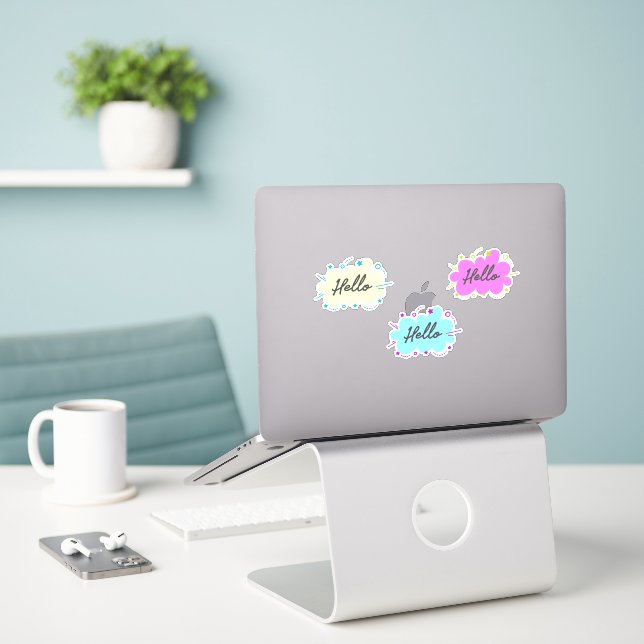 Colourful Hello text (Laptop On Desk)