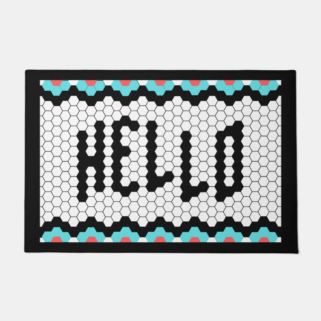 Colourful Hello Tile Design Doormat (Front)