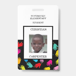 Colourful Helping Hands Student School Photo Badge ID Badge