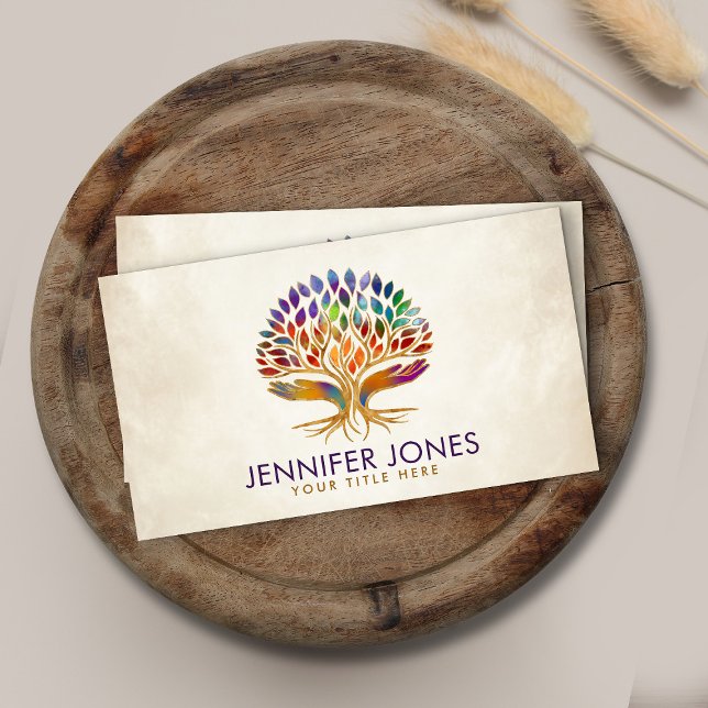 Colourful Helping Hands Tree  Business Card (Creator Uploaded)