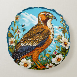Colourful Hen harrier Bird Majestic Wildlife Rapto Round Cushion