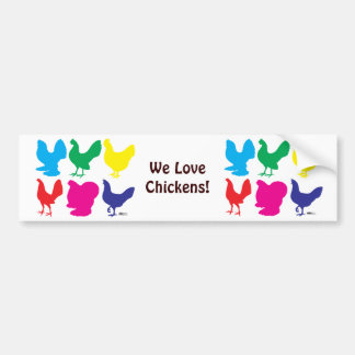 Colourful Hens Bumper Sticker