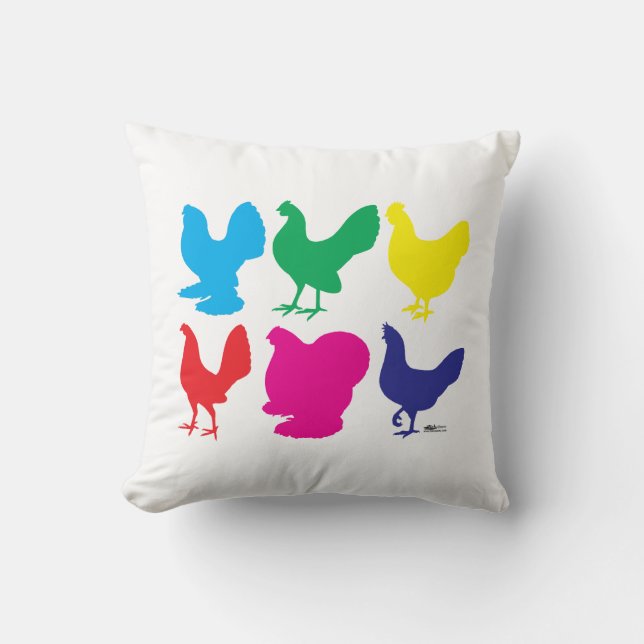 Colourful Hens Cushion (Front)