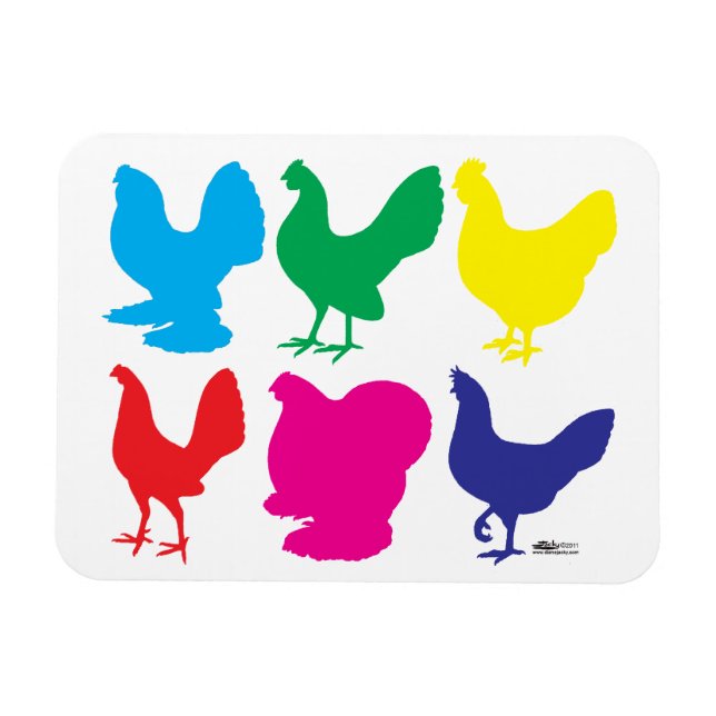 Colourful Hens Magnet (Horizontal)