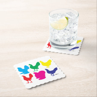 Colourful Hens Paper Coaster