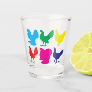 Colourful Hens Shot Glass