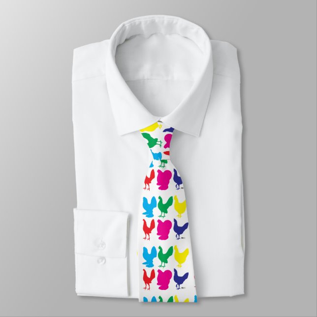 Colourful Hens Tie (Tied)