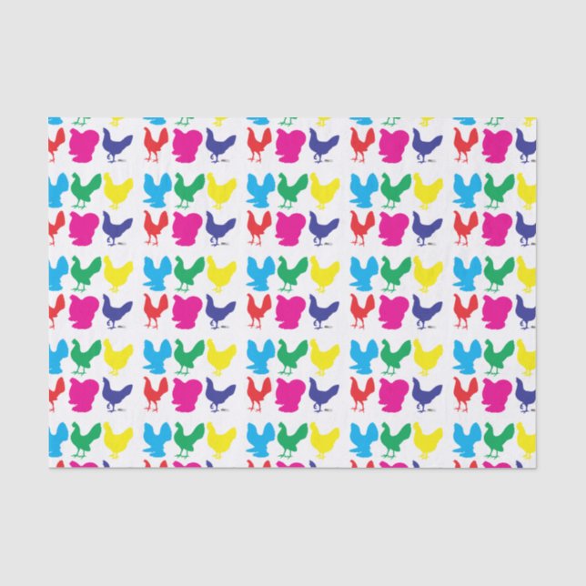 Colourful Hens Tissue Paper (Front)
